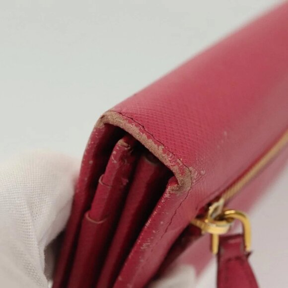 PRADA Long Wallet Safiano leather Pink Gold Auth sw1442 - Picture 4 of 15